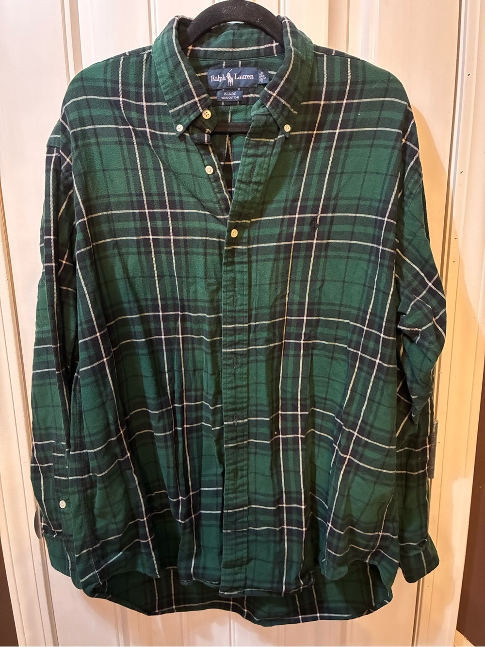 Ralph Lauren Green and Navy Plaid Button-Down Shirt - Men's